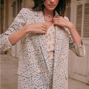Sezane Christie Jacket Blue Flowers